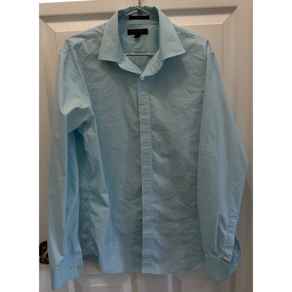 Banana Republic Mens Medium Blue Slim Flex Fit Tech Stretch Cotton Button Down